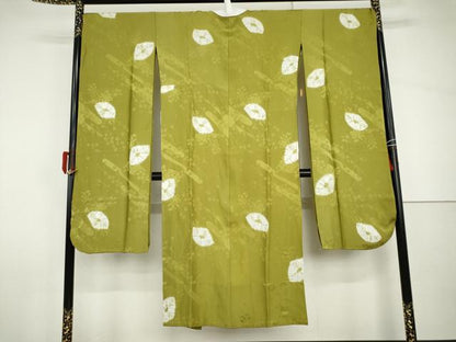平和屋着物●振袖用長襦袢　無双仕立て　絞り　扇面草花地紋　正絹　逸品　AABI2626cs