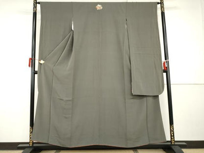 平和屋着物●豪華振袖　色無地　黒橡色　正絹　逸品　AABI2637cs