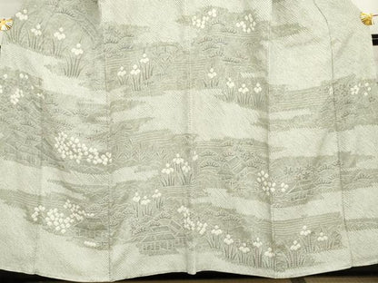 平和屋着物●訪問着　総絞り　松竹梅風景文　正絹　逸品　AABI2639cs