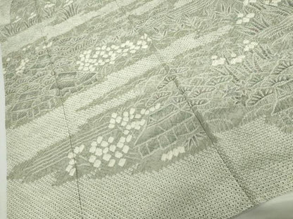 平和屋着物●訪問着　総絞り　松竹梅風景文　正絹　逸品　AABI2639cs