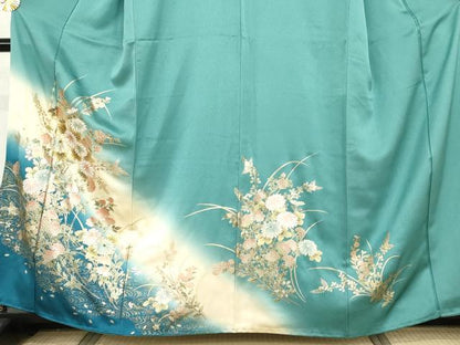 平和屋着物●訪問着　流水枝花文　暈し染め　金彩　正絹　逸品　AABI2640cs