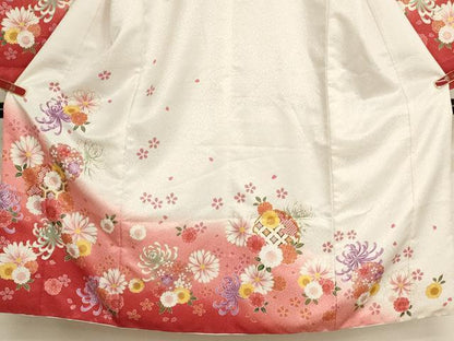 平和屋着物[]七五三　女の子　７歳　祝着　四つ身　雪輪花文　暈し染め　金彩　AABI2643ja