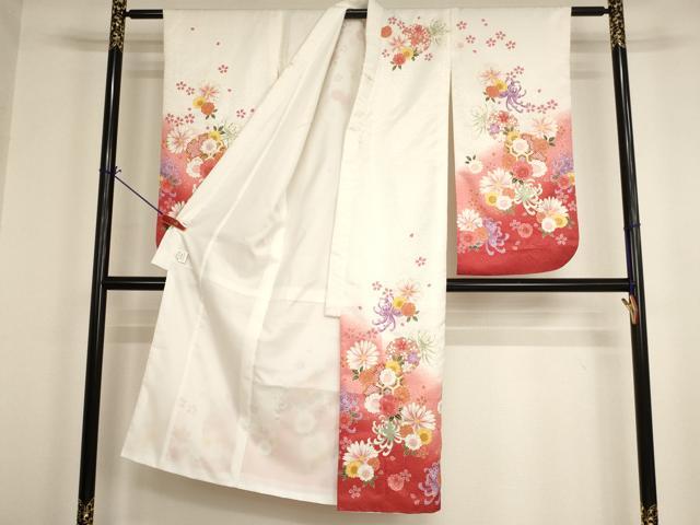 平和屋着物[]七五三 女の子 ７歳 祝着 四つ身 雪輪花文 暈し染め 金彩 AABI2643ja