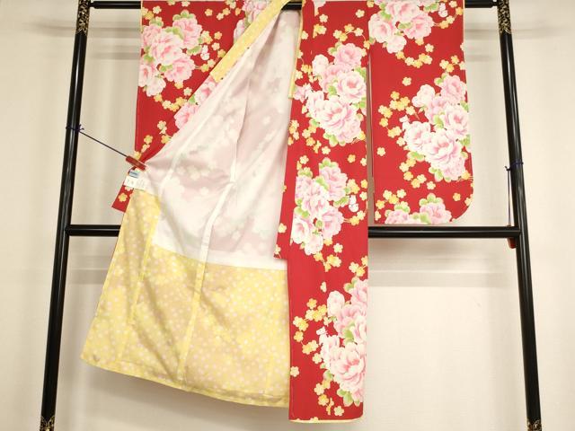 平和屋着物[]七五三 女の子 ７歳 祝着 四つ身 pom ponette 舞花文 犬 洗える着物 未使用 AABI2645ja