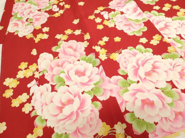 平和屋着物[]七五三 女の子 ７歳 祝着 四つ身 pom ponette 舞花文 犬 洗える着物 未使用 AABI2645ja