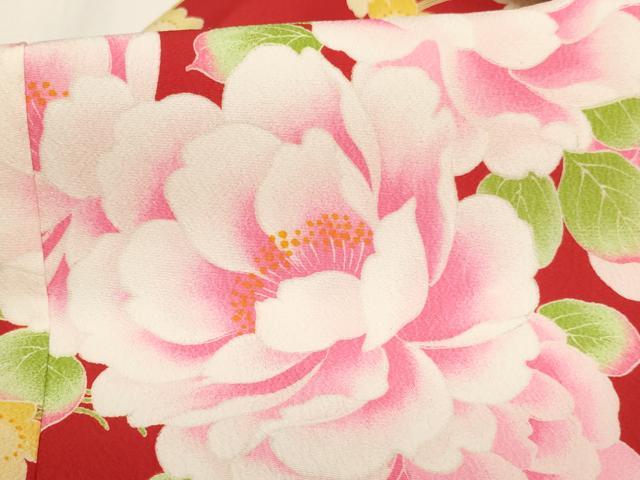 平和屋着物[]七五三 女の子 ７歳 祝着 四つ身 pom ponette 舞花文 犬 洗える着物 未使用 AABI2645ja