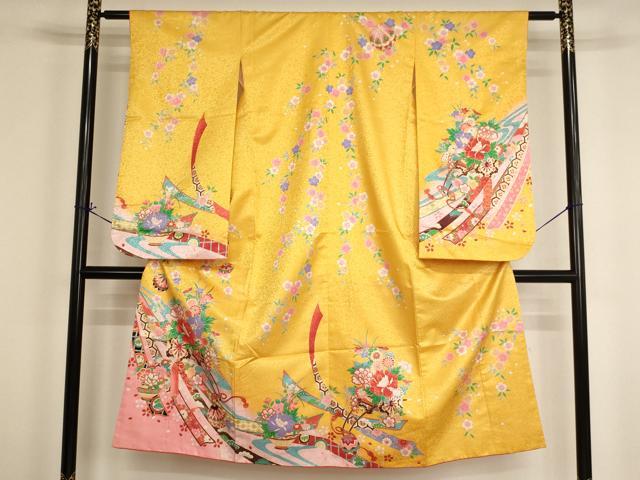 平和屋着物[]七五三　女の子　７歳　祝着　花車文　暈し染め　金彩　AABI2647ja