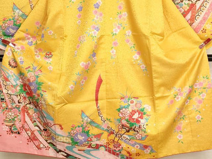 平和屋着物[]七五三 女の子 ７歳 祝着 花車文 暈し染め 金彩 AABI2647ja