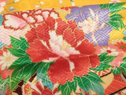 平和屋着物[]七五三 女の子 ７歳 祝着 花車文 暈し染め 金彩 AABI2647ja