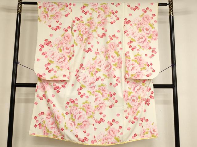 平和屋着物[]七五三 女の子 ７歳 祝着 四つ身 pom ponette 舞花文 犬 洗える着物 未使用 AABI2651ja