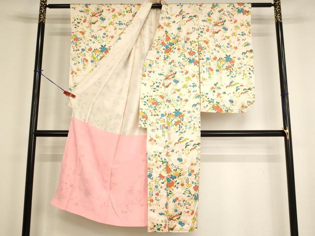 平和屋着物[]七五三　女の子　７歳　祝着　四つ身　草花文　逸品　AABI2653ja