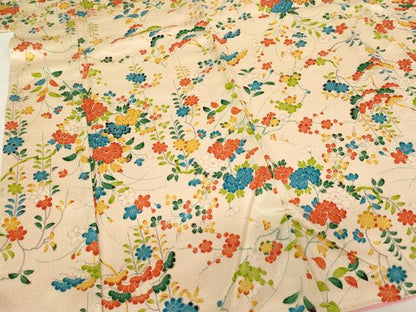 平和屋着物[]七五三　女の子　７歳　祝着　四つ身　草花文　逸品　AABI2653ja