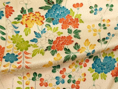 平和屋着物[]七五三　女の子　７歳　祝着　四つ身　草花文　逸品　AABI2653ja