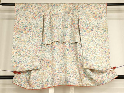 平和屋着物[]七五三　女の子　３歳　祝着　三つ身　草花文　逸品　AABI2654ja