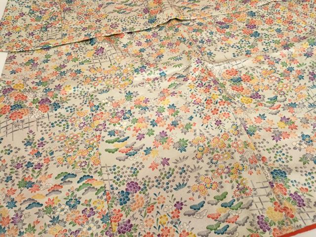 平和屋着物[]七五三　女の子　３歳　祝着　三つ身　草花文　逸品　AABI2654ja