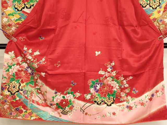 平和屋着物[]七五三 女の子 ７歳 祝着 四つ身 花車文 暈し染め 金彩 逸品 AABI2656ja