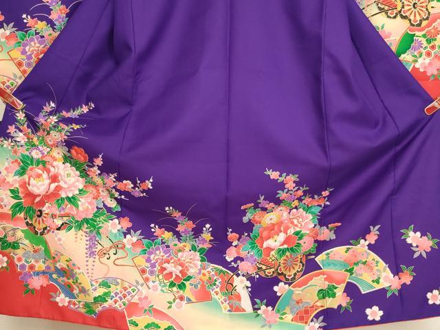 平和屋着物[]七五三　女の子　７歳　祝着　四つ身　花車文　暈し染め　金彩　AABI2660ja