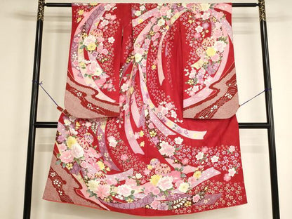 平和屋着物[]七五三　女の子　７歳　祝着　四つ身　花手毬文　金彩　AABI2670ja