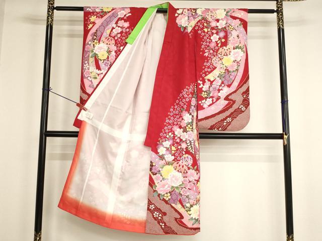 平和屋着物[]七五三　女の子　７歳　祝着　四つ身　花手毬文　金彩　AABI2670ja