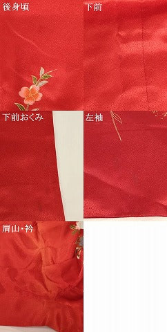 平和屋着物[]七五三　女の子　７歳　祝着　四つ身　花蝶文　暈し染め　金彩　洗える着物　AABI2674ja