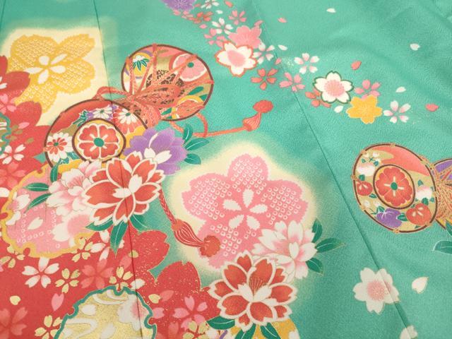 平和屋着物[]七五三　女の子　７歳　祝着　四つ身　花鼓文　暈し染め　金彩　AABI2676ja
