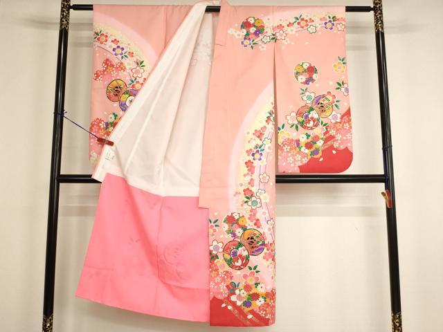 平和屋着物[]七五三　女の子　７歳　祝着　四つ身　雪輪花鼓文　暈し染め　金彩　AABI2683ja