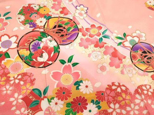平和屋着物[]七五三　女の子　７歳　祝着　四つ身　雪輪花鼓文　暈し染め　金彩　AABI2683ja