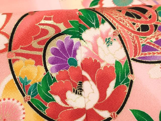 平和屋着物[]七五三　女の子　７歳　祝着　四つ身　雪輪花鼓文　暈し染め　金彩　AABI2683ja