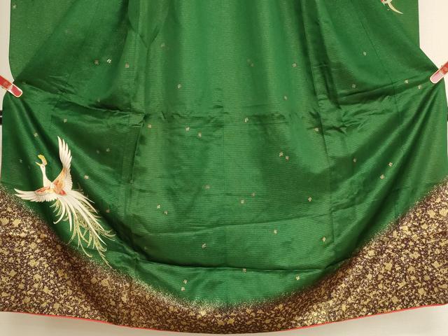 平和屋着物[]七五三　女の子　７歳　祝着　四つ身　長襦袢（単衣）・袋帯セット　孔雀文　暈し染め　金彩　金通し地　AABI2684ja