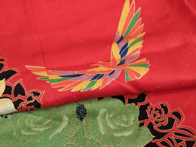 平和屋着物[]染色作家　斉藤三才　七五三　女の子　７歳　祝着　四つ身　三才鳥　薔薇　暈し染め　金彩　AABI2694ja