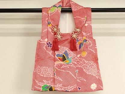 平和屋着物[]七五三　女の子　３歳　祝着　三つ身　長襦袢・被布セット　花蝶文　金彩　AABI2699ja