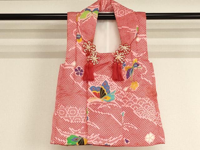 平和屋着物[]七五三　女の子　３歳　祝着　三つ身　長襦袢・被布セット　花蝶文　金彩　AABI2699ja