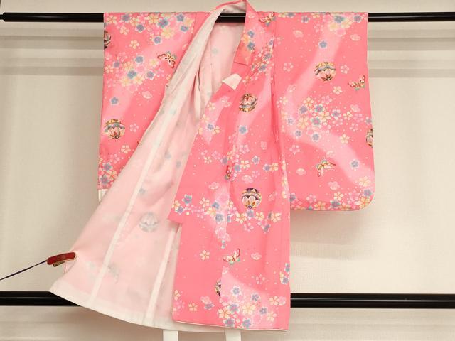 平和屋着物[]七五三　女の子　３歳　祝着　三つ身　長襦袢・被布セット　花蝶手毬文　暈し染め　金彩　AABI2702ja