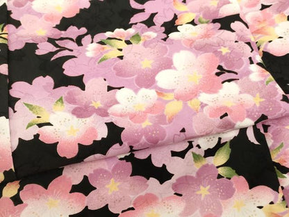 平和屋着物[]七五三　女の子　３歳　祝着　三つ身　被布セット　舞桜文　黒地　金彩　AABI2705ja