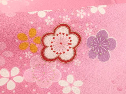 平和屋着物[]七五三　女の子　３歳　祝着　三つ身　被布セット　舞梅文　暈し染め　金彩　洗える着物　AABI2706ja
