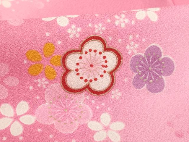 平和屋着物[]七五三　女の子　３歳　祝着　三つ身　被布セット　舞梅文　暈し染め　金彩　洗える着物　AABI2706ja
