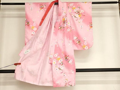 平和屋着物[]七五三　女の子　３歳　祝着　三つ身　被布セット　鈴　舞桜文　暈し染め　金彩　AABI2707ja