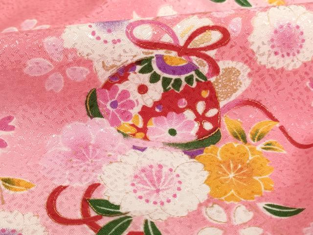 平和屋着物[]七五三　女の子　３歳　祝着　三つ身　被布セット　鈴　舞桜文　暈し染め　金彩　AABI2707ja