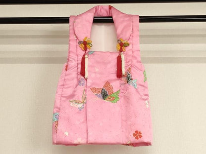 平和屋着物[]七五三　女の子　３歳　祝着　三つ身　被布セット　舞蝶桜文　金彩　AABI2710ja