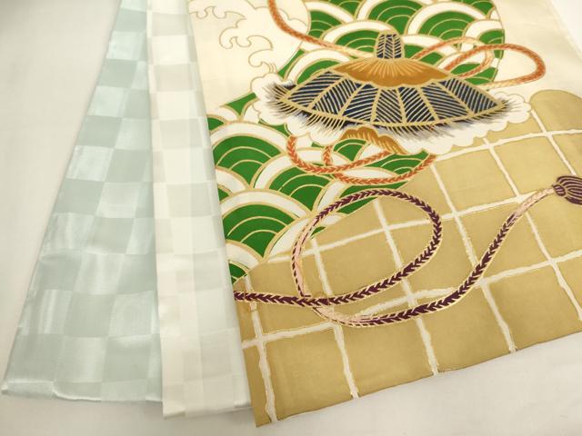 平和屋着物[]お宮参り　男の子　祝着　産着　初着　のしめ　刺繍　鷹　打ち出の小槌　金糸　金彩　逸品　AABI2715ja