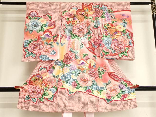 平和屋着物[]お宮参り　女の子　祝着　産着　初着　のしめ　花蝶鼓文　暈し染め　金彩　逸品　AABI2717ja
