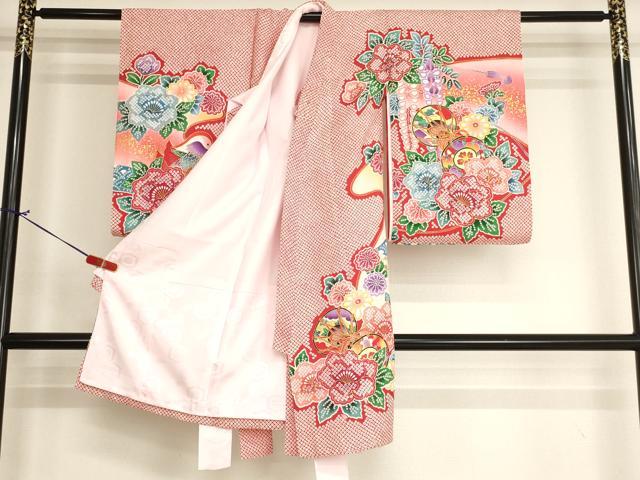 平和屋着物[]お宮参り　女の子　祝着　産着　初着　のしめ　花蝶鼓文　暈し染め　金彩　逸品　AABI2717ja