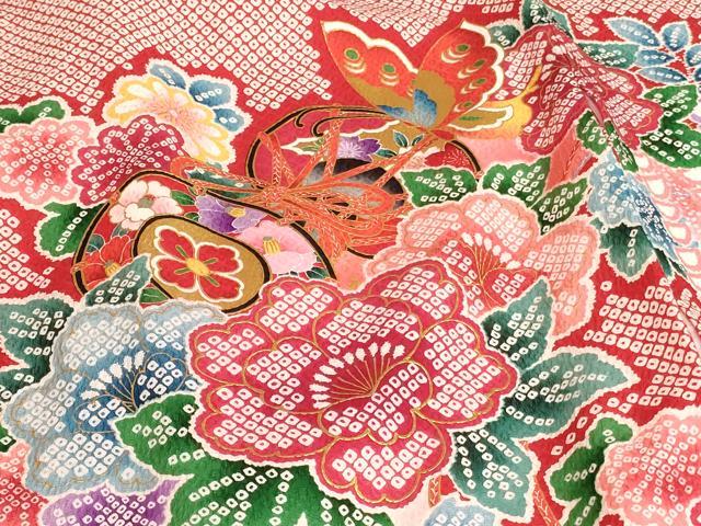 平和屋着物[]お宮参り　女の子　祝着　産着　初着　のしめ　花蝶鼓文　暈し染め　金彩　逸品　AABI2717ja