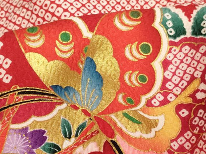 平和屋着物[]お宮参り　女の子　祝着　産着　初着　のしめ　花蝶鼓文　暈し染め　金彩　逸品　AABI2717ja