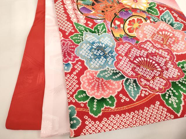 平和屋着物[]お宮参り　女の子　祝着　産着　初着　のしめ　花蝶鼓文　暈し染め　金彩　逸品　AABI2717ja