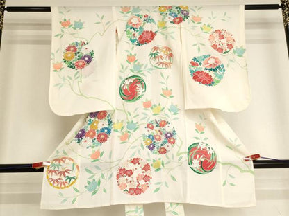 平和屋着物[]夏物 七五三 女の子 ３歳 祝着 一つ身 絽 花丸文 銀彩 逸品 AABI2720ja