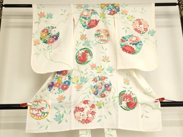 平和屋着物[]夏物 七五三 女の子 ３歳 祝着 一つ身 絽 花丸文 銀彩 逸品 AABI2720ja