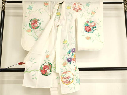 平和屋着物[]夏物 七五三 女の子 ３歳 祝着 一つ身 絽 花丸文 銀彩 逸品 AABI2720ja