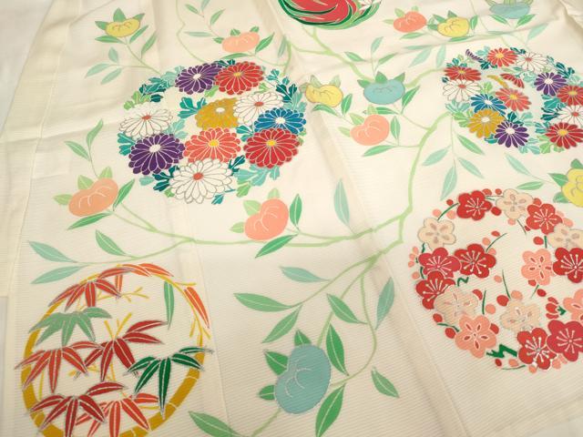 平和屋着物[]夏物 七五三 女の子 ３歳 祝着 一つ身 絽 花丸文 銀彩 逸品 AABI2720ja
