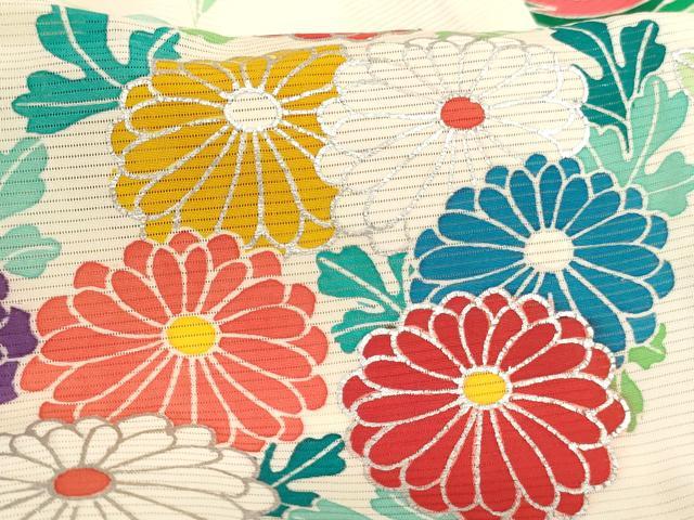 平和屋着物[]夏物 七五三 女の子 ３歳 祝着 一つ身 絽 花丸文 銀彩 逸品 AABI2720ja